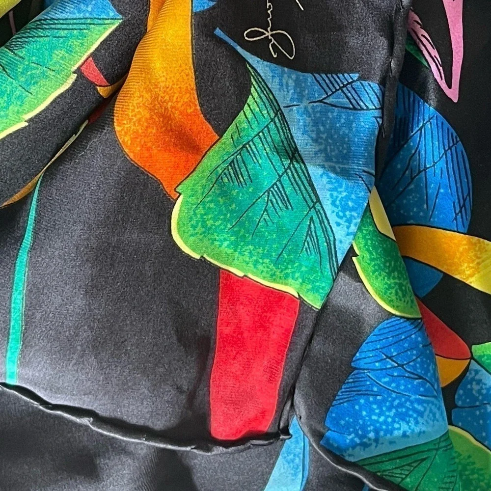 1990s 100% Silk Scarf No Boundaries Collection 34” Square Tropical Vintage